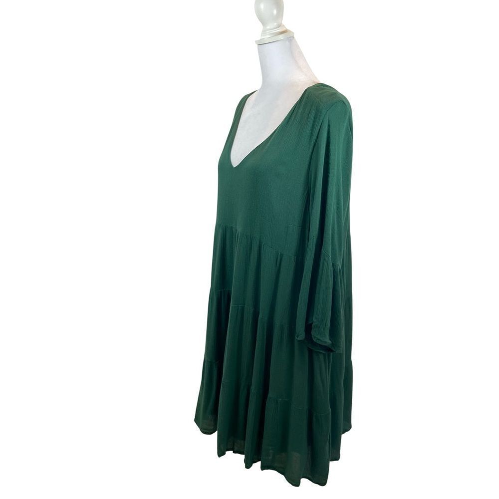A‎ Beautiful Soul Brand Green Gauzy V Neck Long Sleeved Mini Dress 14-16